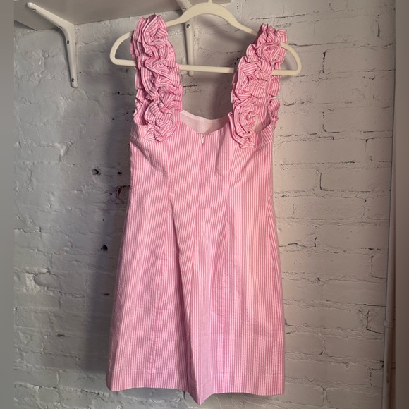 Lilly Pulitzer Devina Dress Pink Cosmo Yard Dyed Stripe Seersucker - Picture 3 of 3
